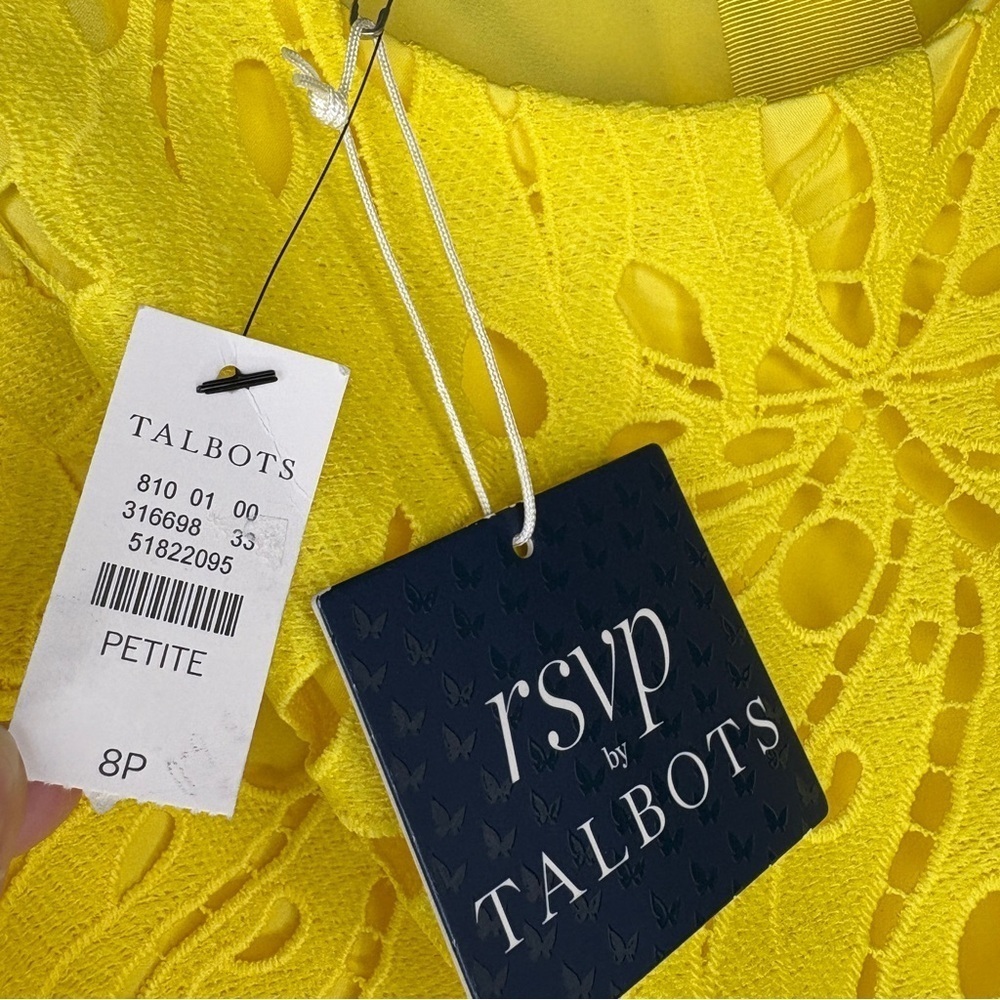 NWT Talbots RSVP Yellow Palm Leaf Sheath Dress Size 8P - Picture 5 of 9